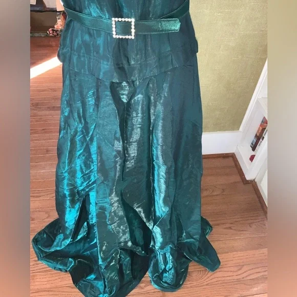 Vintage Laura Salkin Emerald Green Short Sleeve Maxi Formal Dress Size 11/12 - Picture 4 of 14